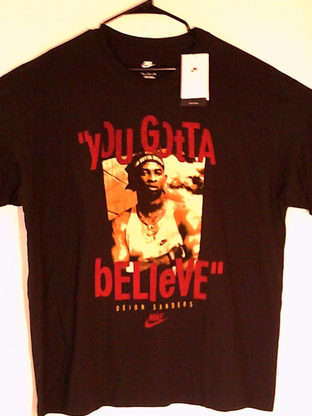 NEW NIKE FOOTBALL "Deion Sanders MAX90 Tee" MEN'S BLACK T-SHIRT XL IU1696-010